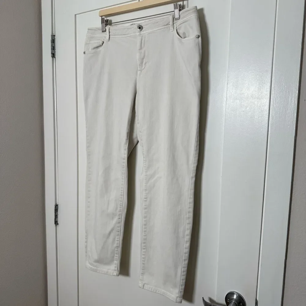 J Jill Denim Authentic Fit Slim Ankle Pants Womens Plus Sz 16 Beige Stretch